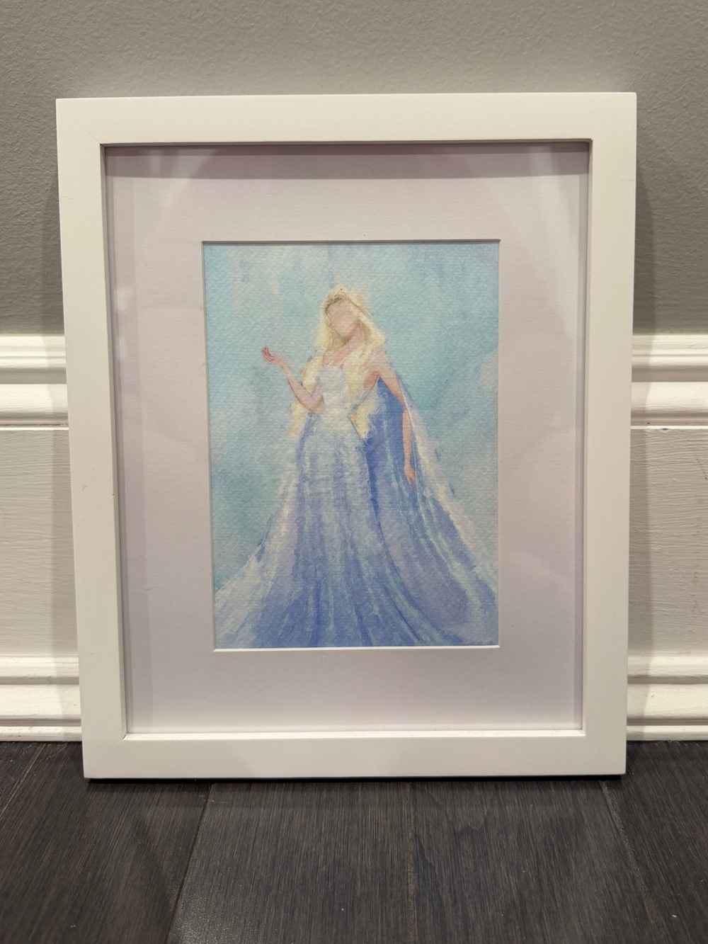 NWOT CUSTOM MADE Disney Princess Elsa Frozen Watercolor Portrait Frame 11” x 9”